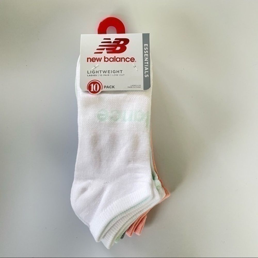 New Balance women’s low cut socks white gray green blue purple 10 pack size 4-10